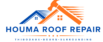 Houma Roof Repair logo with roof, hammer, and house icon. Houma, Thibodaux, Surrounding